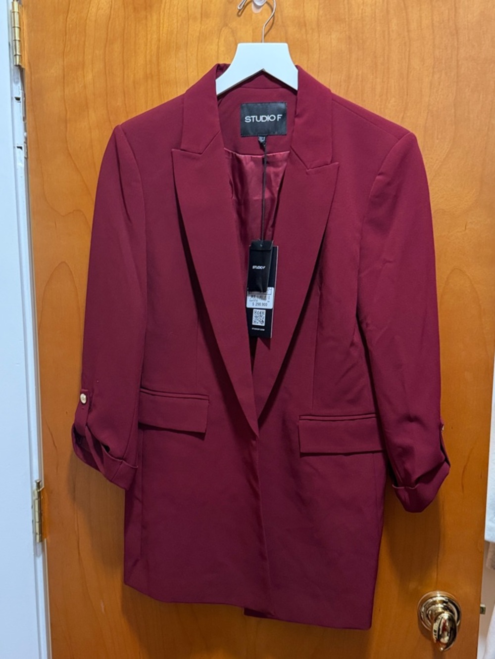 Studio F  Wine Red Blazer with Gold Buttons